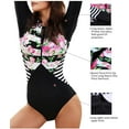 thumbnail image 3 of Women's Rashguard Long Sleeve Zip Floral Print One Piece Swimsuit Swimwear Bathing Suits, 3 of 6