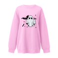 thumbnail image 7 of Halloween Sweatshirt for Women Hoodless Sweatshirt Casual Long Sleeve Graphic Crewneck Pullover Top for Women Pink L, 7 of 7