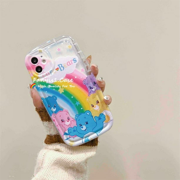 Funda Compatible Con Samsung A14 A13 A12 A04S A03S A52 A51 A71 A34 A50 A50S A02s A22 A32 A23 A54 A11 Protectora De Silicona Con Cojín De Oso De Colores De Dibujos Animados Lindo