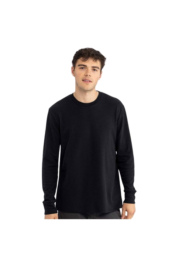 Next Level Unisex Ideal Thermal Long Sleeve T-Shirt 60/40 Ring-Spun Cotton/Polyester Casual Tee (Black, XL)