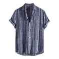 thumbnail image 2 of Camisas De Vestir Para Hombre Slim Fit Camisa superior de primavera y verano para hombre, camisas con cuello vuelto , camisa informal de manga corta con botones a la (Blue, S), 2 of 7