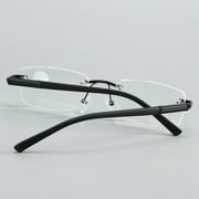 1 Pair Mens Rectangular Rimless Blue Light Blocking Reading Glasses Spring Hinge Readers +1.00