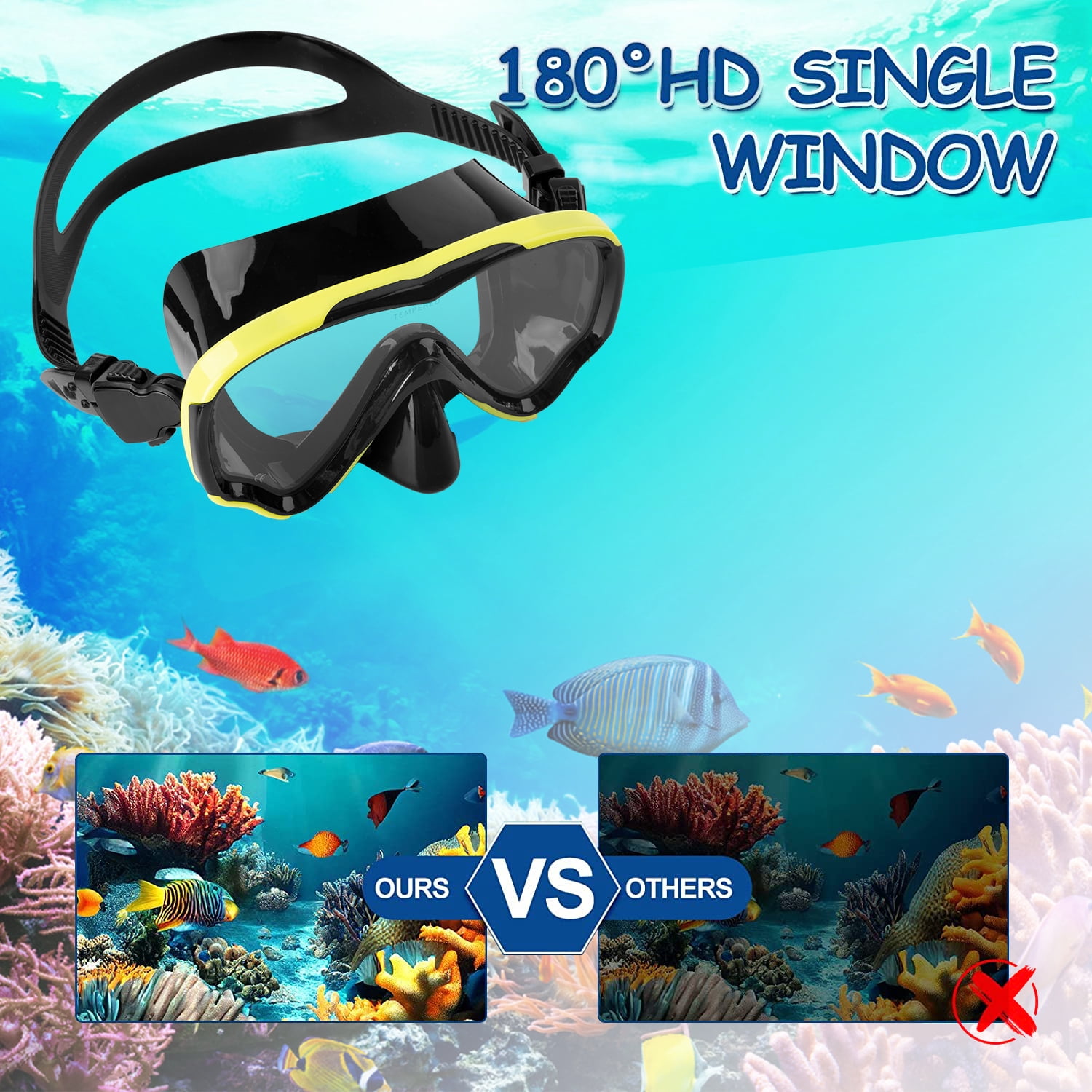 Kids Swim goggles,Diving Snorkel Mask with Nose Cover,Anti-fog Swimming Goggles for Boys Girls Youth 6-14