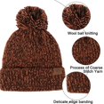 thumbnail image 3 of Gorro para mujer, hombre, gorro de invierno, gorros con puños para mujer, gorros cálidos para esquí, rojo-marrón, 3 of 5