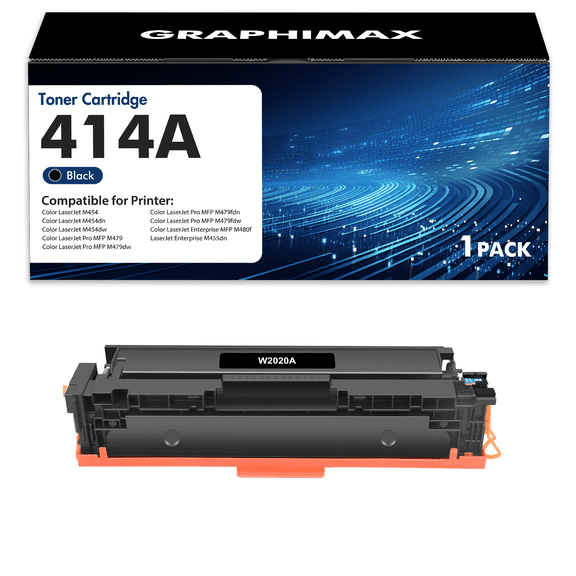 414A Toner Cartridges 1-Pack with Chip Compatible for 414A 414X W2020A W2020X Color Laserjet Pro MFP M479fdw M479fdn M454dw M454dn M479 M454 Printer Black