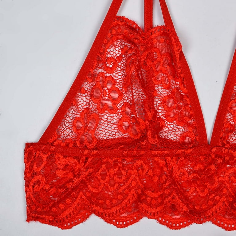 Lolita Lingerie Sexy Revealing Red Exposed Bralette Ribbon -  Denmark