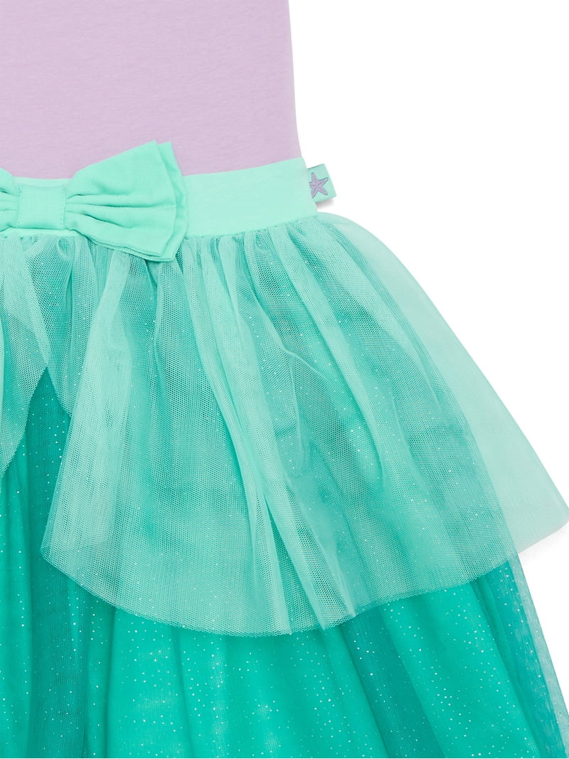 walmart little mermaid dress Girls Disney Princess The Little Mermaid Ariel Cosplay Short Sleeve Sweater Dress, Sizes 4-12