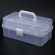 thumbnail image 2 of Caja de almacenamiento plegable de plástico de tres capas, organizador de herramientas, estuche con asa, transparente, 2 of 13