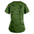 thumbnail image 3 of Odeerbi Summer Scrub Tops for Women 2025 Fashion Short Sleeve V-Neck Working Uniform Printing Blouse with Pocket Green, 3 of 3
