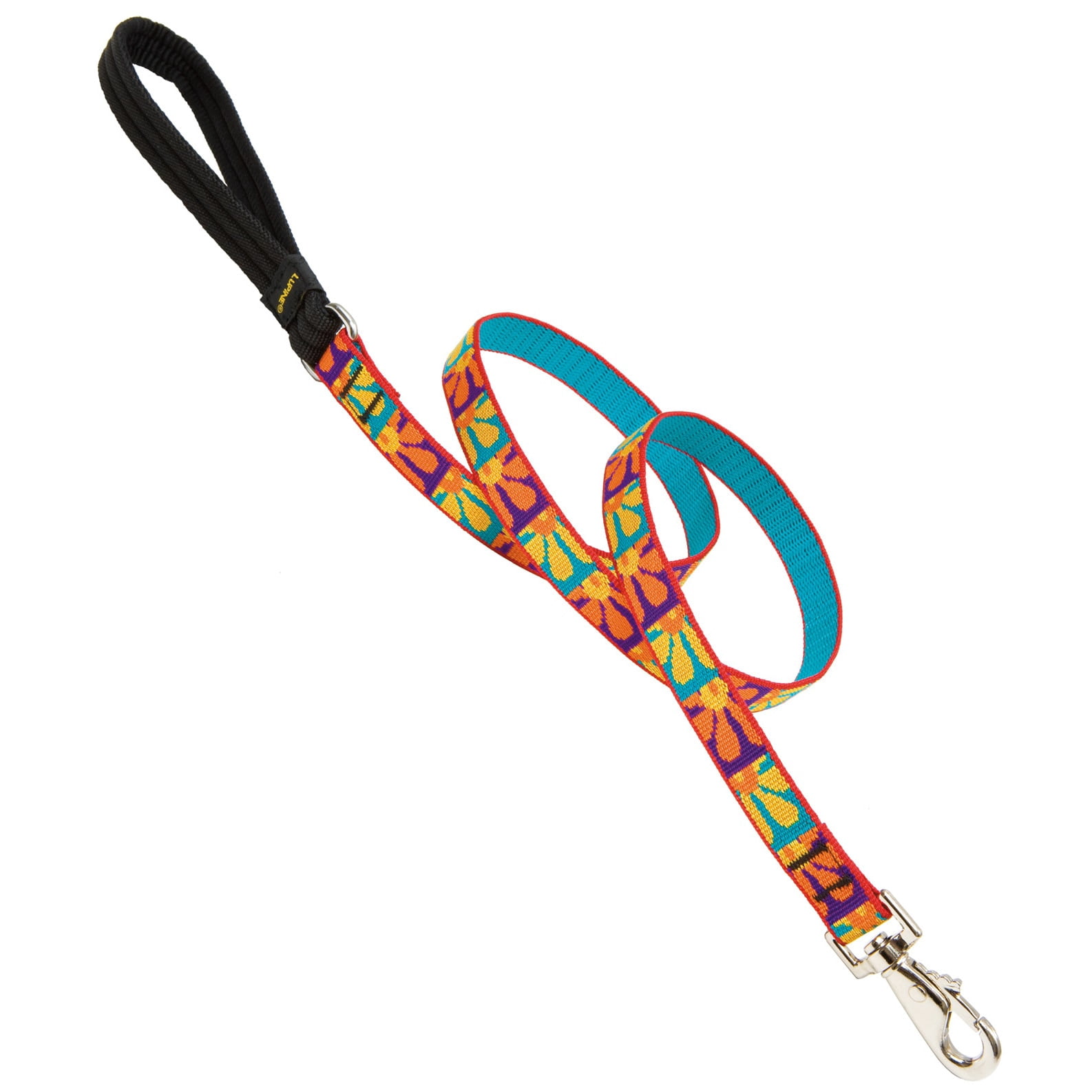 LupinePet Originals 3/4" Crazy Daisy 4-Foot Padded Handle Leash for Medium and Larger Dogs