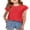 Red, variant on Arshiner Girls T Shirts Lace Petal Short Sleeves Kids Crewneck Casual Blouse Summer Tops Tees