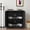 Black OAK MDF2, variant on XIZE Sideboard Cabinet with 2 Mirrored Doors, Adjustable Shelf, Metal Handles, and Black Wood-Grain Finish