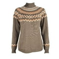 thumbnail image 3 of Shpwfbe Womens Sweaters Women Loose High Collar Printing Outwear Splicing Long Sleeves Sweater Knitted Tops, 3 of 5