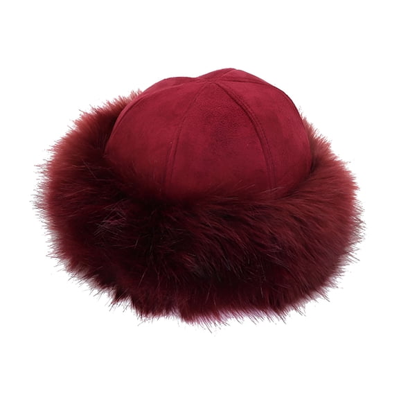 TELOLY Womens Faux Fur Hat for Winter, Classy Russian Style Suede Fluffy Warm Cap