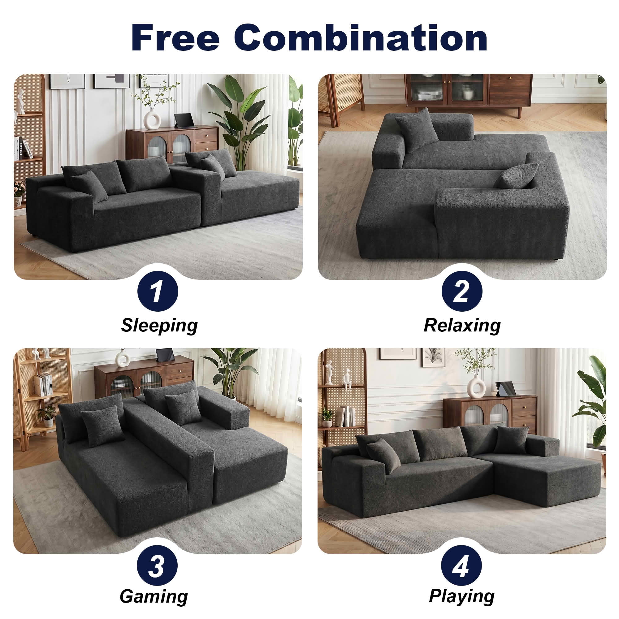 MAYEERTY 104" Cloud Sectional Couch with L-Shape Chaise, Modern Modular Sofa with Deep Seat, Upholstered Couches with Back Cushion for Living Room Bedroom, No Assembly Required