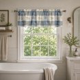 thumbnail image 2 of SPXUBZ Blue Floral Plaid Window Valance Curtain Botanical Pattern Rod Pocket Short Curtain for Bedroom Kitchen Living Room Decor, 2 of 5