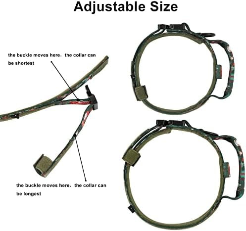 Christmas Tactical Dog Collar, Adjustable Military Training Nylon Dog Collar with Control Handle and Metal Buckle for Medium and Large Dogs, with Patches and Airtags Case (XL, Christmas green)