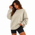 thumbnail image 5 of Boyscolos Oversized Sweatshirt for Women Crewneck Fleece Long Sleeve Pullover Hoodies Tops Fall Fashion Outfits Clothes Beige XL, 5 of 5