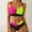 Black, variant on Bikini set for Women Fashion Bright Color Blocked Two Piece Swimsuit Stretchy Mid Waisted Push Up Tankini Bathing Suits