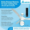 thumbnail image 2 of Delta Breez 52" Ceiling Fan w/ LED, Remote, Indoor/Outdoor, Benicia, White, 2 of 12