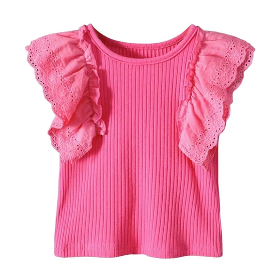 Gubotare Toddler Girl Summer Clothes Girl's Short Sleeve Summer Shirts Top Casual Cute Crew Neck Blouses Tops Size 12T 13T (Hot Pink,12-13 Years)