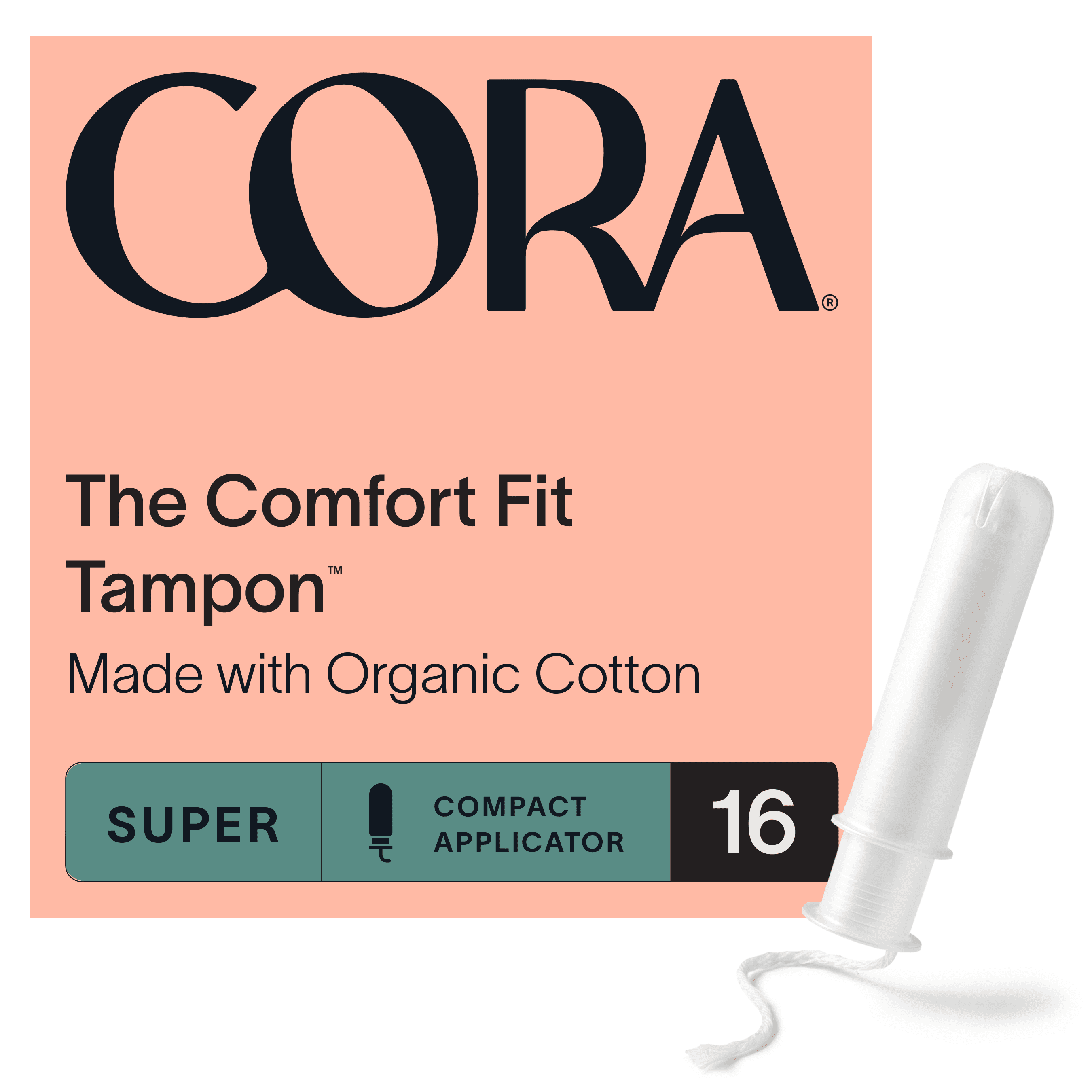 Contestar el teléfono damnificados derrocamiento Cora Organic Cotton Tampons with Compact Applicator, Unscented, Super  Absorbency (16 Count) - Walmart.com