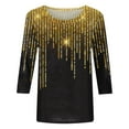thumbnail image 5 of ZMHEGW T Shirts For Women Graphic Trendy Sequin Casual Printed Round Neck Loose Sleeved Quarter Sleeved Top Tshirts, 5 of 5