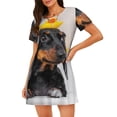 thumbnail image 1 of Fotbe Dachshund Sitting in Bathtub Bata de Dormir para Mujer con Estampado, Camisón de Algodón de Manga Corta, Ropa de Dormir Casual, 1 of 6