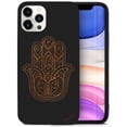 thumbnail image 1 of Case Yard Wooden Case for iPhone-11-Pro-Max Soft TPU Silicone cover Slim Fit Shockproof Wood Protective Phone Cover for Girls Boys Men and Women Supports Wireless Charging Hamsa Hand Design, 1 of 7
