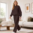 thumbnail image 3 of Women Polka Dot Hooded Sweatshirt 2 Piece Outfit, Long Sleeve Pullover Hoodie and Wide Leg Pants Matching Tracksuit Casual Loungewear for Fall Winter, 3 of 6