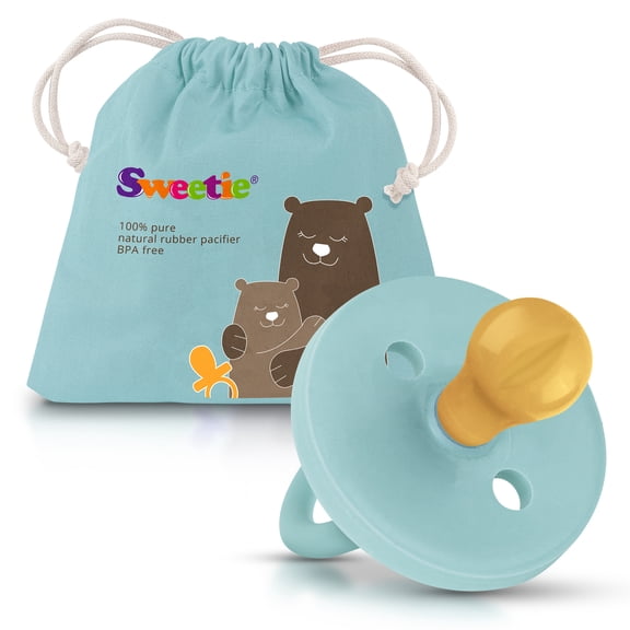 SWEETIE Rubber Pacifier Natural Rubber Pacifier Rounded Turquoise Medium 6-12 Month