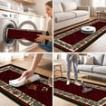 thumbnail image 2 of ICEANT 3'x10' Rectangle Runner Rugs, Geometric Style Non Slip Washable Low Pile Carpet, Area Rug for Hallway Entryway Bathroom Bedroom Kitchen, Burgundy, 2 of 5