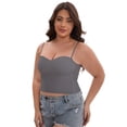 thumbnail image 4 of DARING DIVA Women's Plus Spaghetti Straps Wireless Padded Camisole XL Gray, 4 of 6