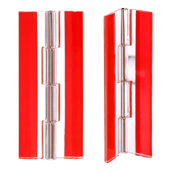Uxcell 2 Pack Acrylic Hinges, 100x42mm Invisible Self-Adhesive Clear Hinge with Stainless Steel Shafts, Continuous Piano Hinge for DIY Furniture, Display Stand, Cabinets