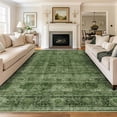 thumbnail image 1 of Alfombra Zeeinx, verde vintage, lavable, 8 x 10 pies, para sala de estar, 1 of 7