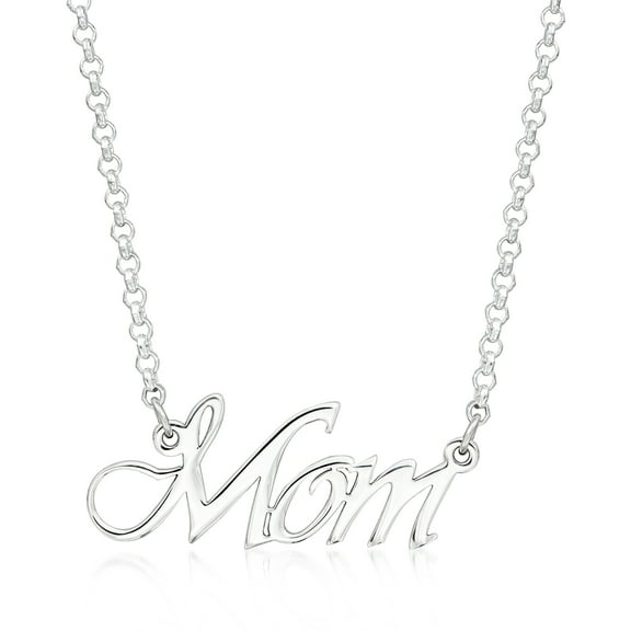 Ross-Simons Sterling Silver Script "Mom" Necklace, Women's, Adult