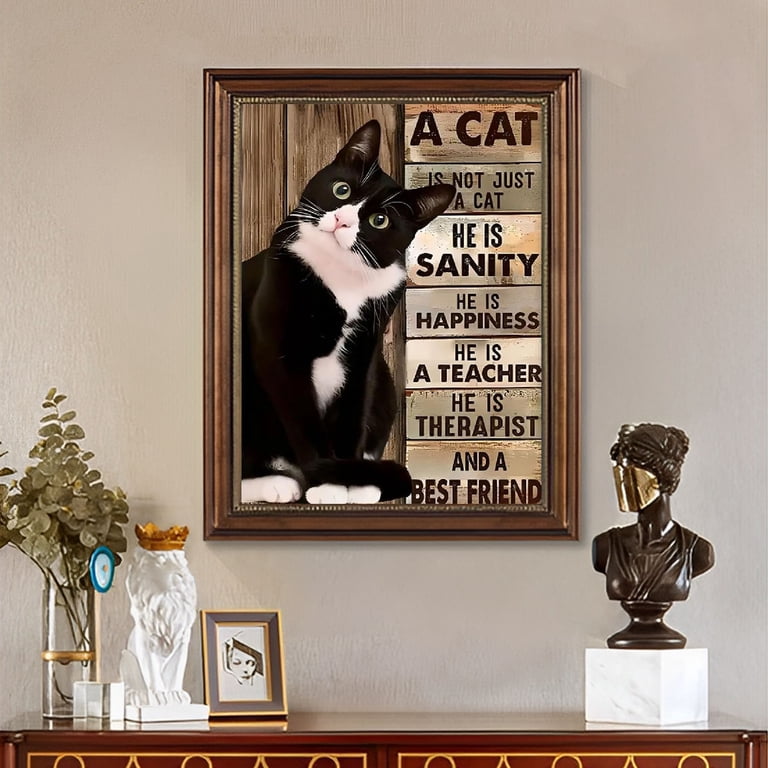 BYGFHLYW Diamond Painting Kit, Tuxedo Cat Quote photo 2