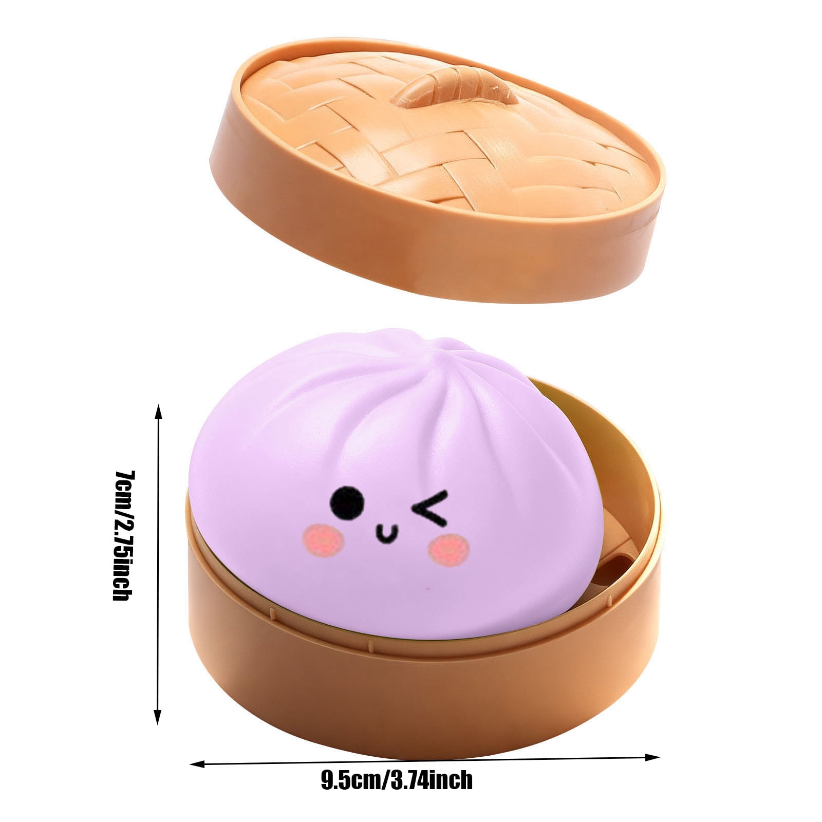 Cute Squishy Dumpling Large with Steamer, Squishy Dumpling Doll with Cute Expressions, Silicone Bun Sensory Fidget Dolls, Hand Pinching Decompression Dolls