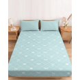 thumbnail image 2 of Twin Sze Fitted Sheet Set - Teal Blue Halloween 2 Piece Bedding Sets 16" Deep Pocket Fitted Sheet with 1 Pillowcase, Checkered Bat Bow Brushed Microfiber Hotel Luxury Bed Sheets, 2 of 9