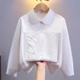 thumbnail image 6 of Fengqque Girls Peter Pan Collar Long Sleeve Blouse Lace Trim Satin Bow Shirt Casual Uniform 5-15 Years White-B 9-10 Years, 6 of 6