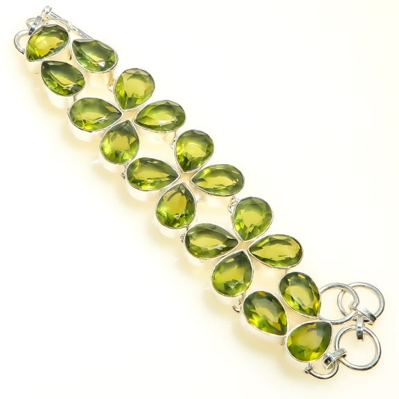 Peridot 925 Sterling Silver Ethnic Bracelet 7-7.99" B7972-17, Gemstone Jewelry, Birthday Gift, Beautiful Jewelry For Woman & Girls
