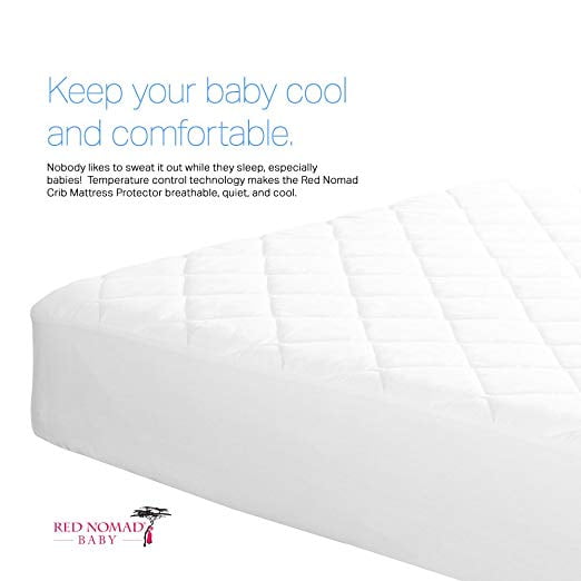 Red Nomad Crib Pad Mattress Protector Ultra Soft Bamboo Fabric