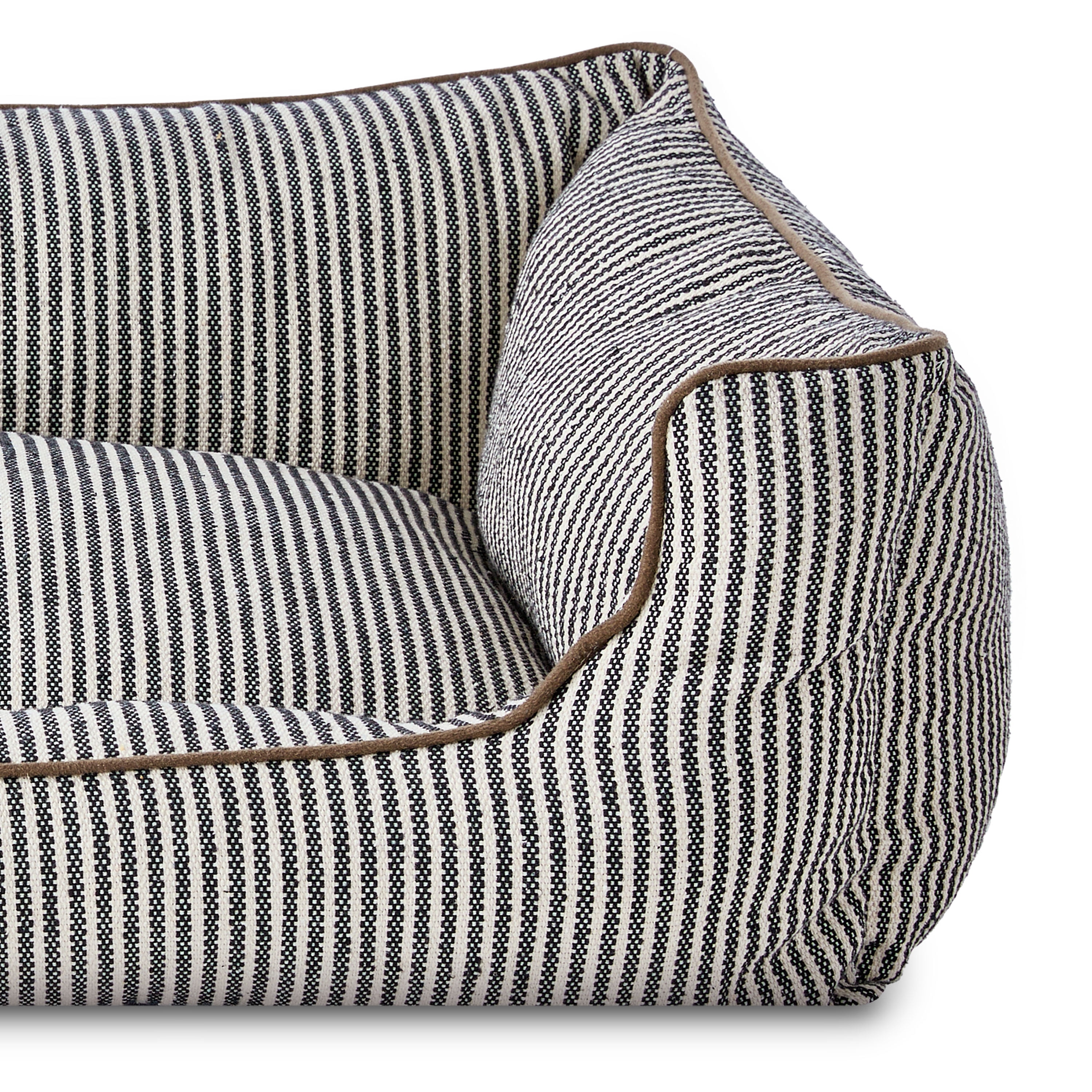 Vibrant Life Large High Wall Striped Dog Bed, Black and White, 36" x 27"