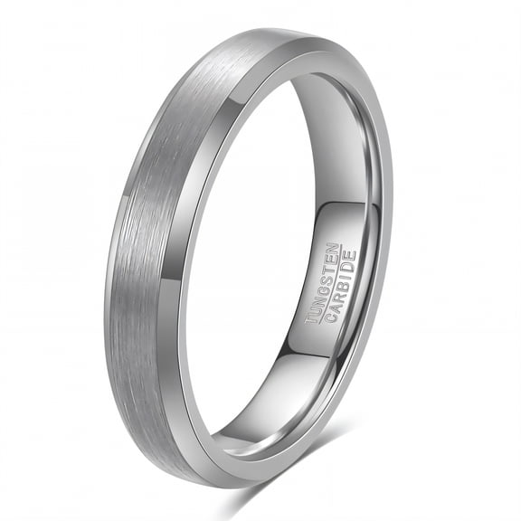 DESIGNICE Tungsten Rings for Men,Gentle Against Skin Mens Wedding Band,Distinct Profile Silver Rings for Men