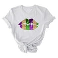 thumbnail image 4 of ICHUANYI Mardi Gras Women's Tops Stylish Crewneck Print Short Sleeve T-shirt Casual Loose Shirts Cloth New Trending, 4 of 4
