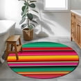 thumbnail image 4 of Abstract Round Living Room Rugs 4 ft, Colorful Mexican Stripe Green Red Orange Farmhouse Washable Area Rug with Non-Slip Sturdy Edge Binding Round Carpet for Entryway Kitchen Bedroom Bathroom, 4 of 9