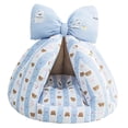 thumbnail image 4 of Cama para hámster, ropa de cama para animales pequeños, linda cabaña, acogedora decoración para el hogar, escondite cálido y portátil azul 40x27cm, 4 of 7