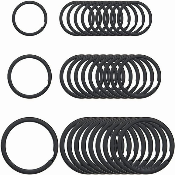 1 Box 30Pcs 0.79/0.98/1.26 Inch Black Split Key Rings Round Flat Key Chain Rings Metal Circular Iron Double Loop Jump Ring Keyrings Clips
