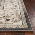 thumbnail image 2 of 7' Grey Ivory Bordered Floral Indoor Runner Rug, 2 of 3