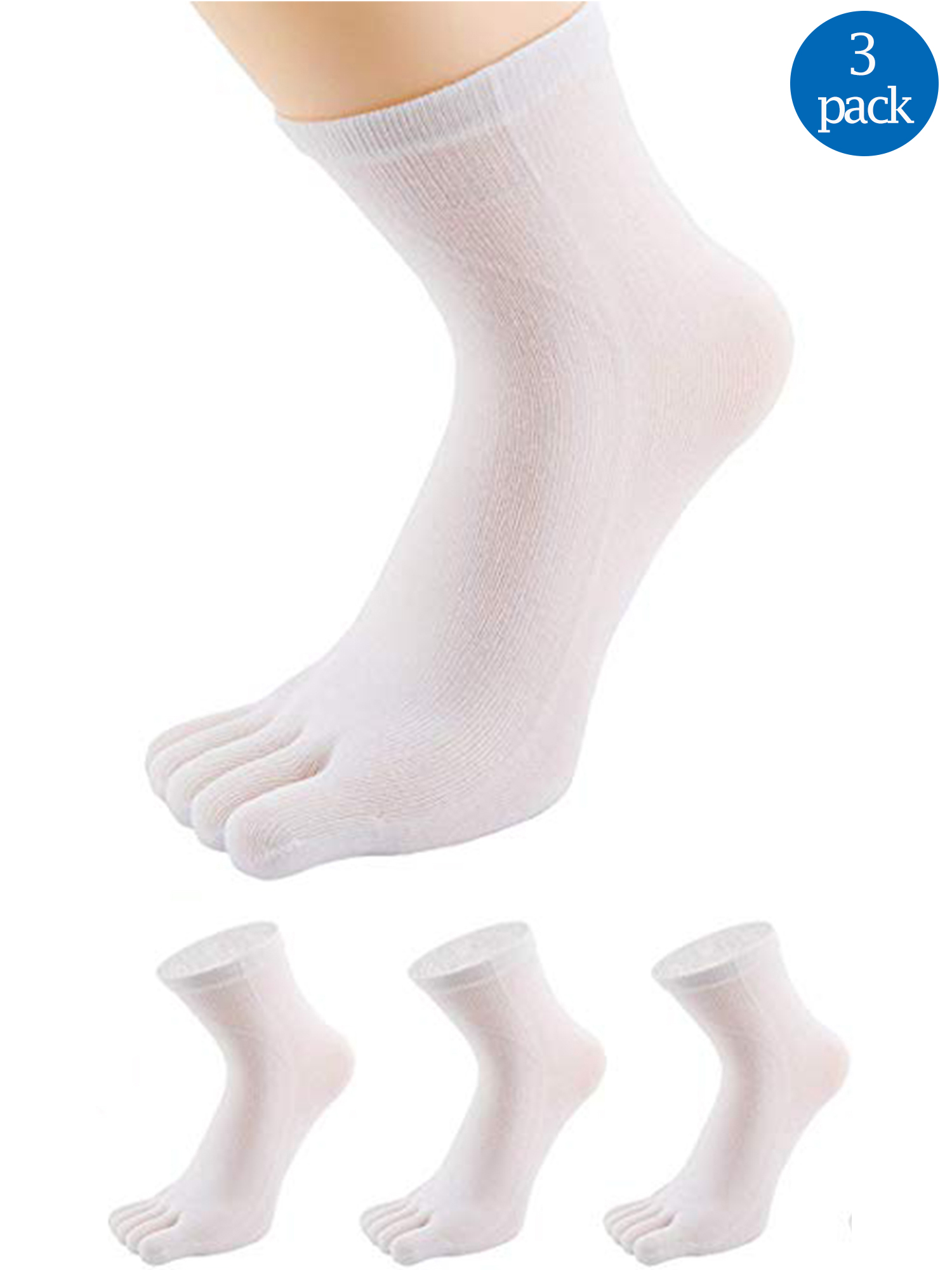 Men's Toe Socks 5 Finger Toe Flip Flop Socks Cotton 3 Pairs Casual Tabi Style Stylish Fun Premium Cotton Socks (3 Pack) - image 1 of 6